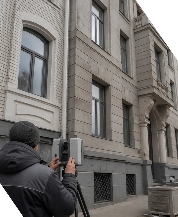 Лазерное сканирование фасадов зданий для обследования в Перми